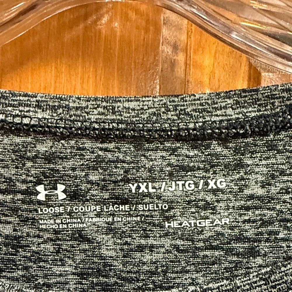 Under Armour Kids Heathered Gray Tee with Neon Logo